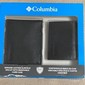 Columbia - 2 Pack Men’s Genuine Leather Slimfold Wallet and Removable Card Case